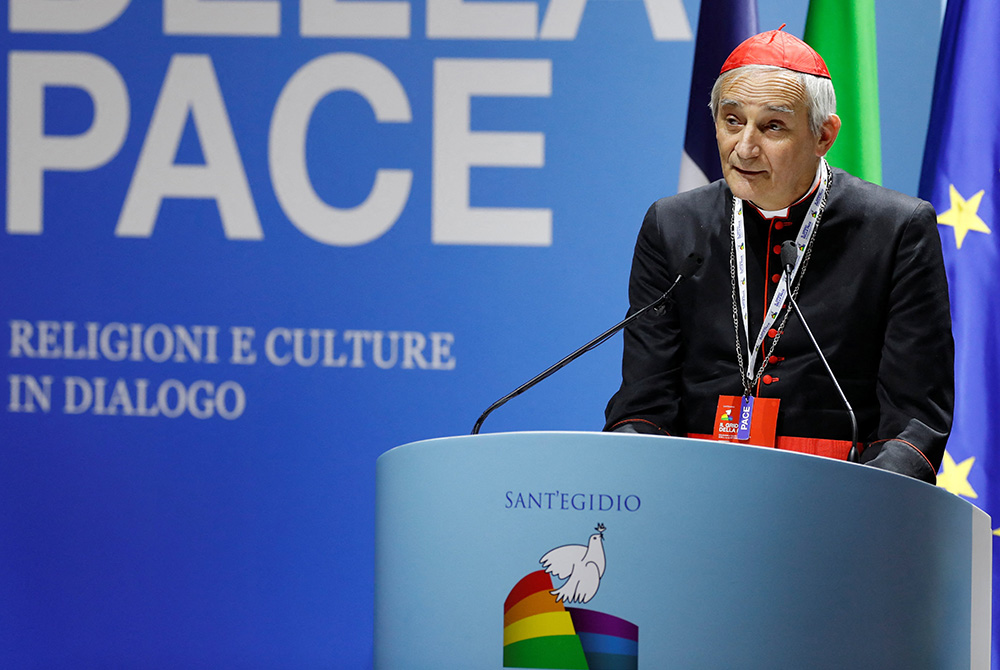 Cardinal Matteo Zuppi, president of the Italian bishops' conference, attends the opening of the interreligious meeting "The Cry of Peace" in Rome Oct. 23, 2022. The meeting was sponsored by the Community of Sant'Egidio. (CNS photo/Remo Casilli, Reuters)