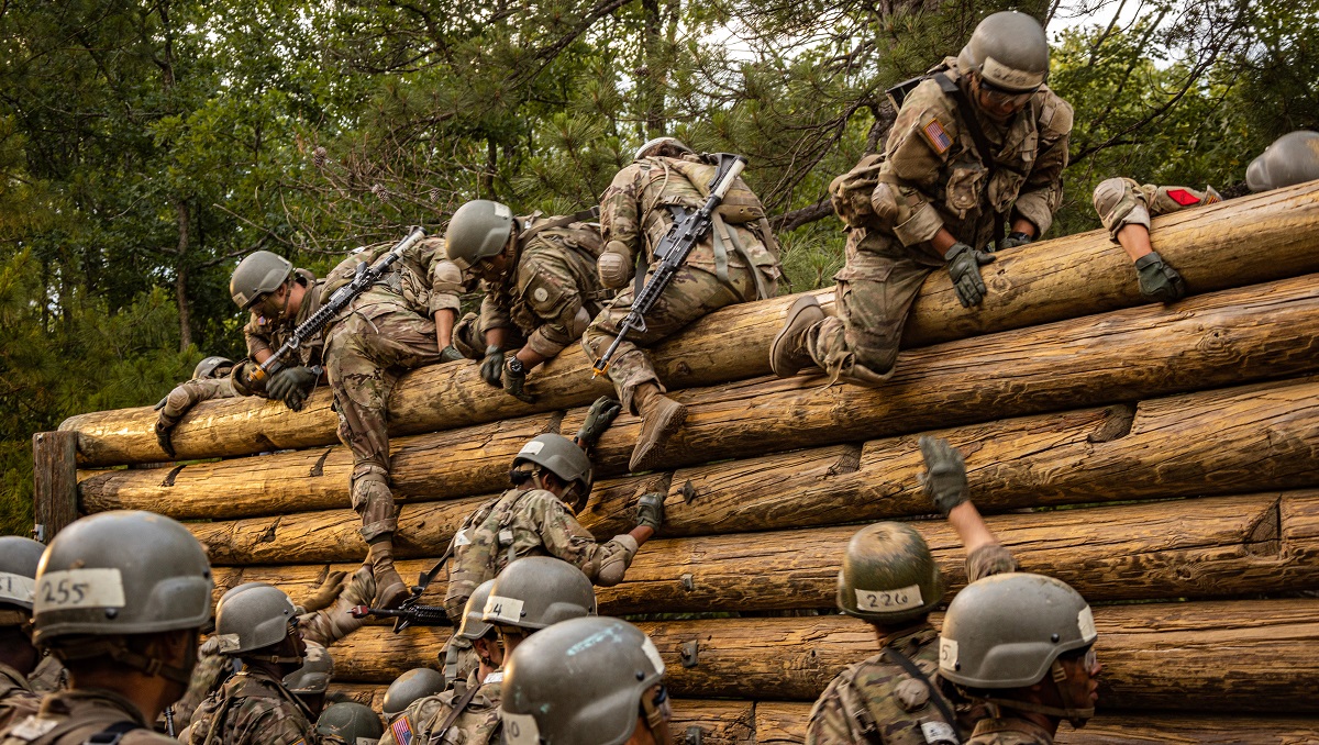Basic Combat Training, also known as “boot camp,” is the process in transforming civilian volunteers into Soldiers. Over 10 weeks, trainees will go through four phases that cover Army core values, physical training, first aid, hand grenades, obstacle course, basic rifle marksmanship, navigation, and three separate field exercises. Basic training produces Soldiers that are disciplined, resilient, physically fit and competent in their basic skills who can successfully contribute as members of a team when they arrive at their first unit of assignment. (US Army photo by Robin Hicks)