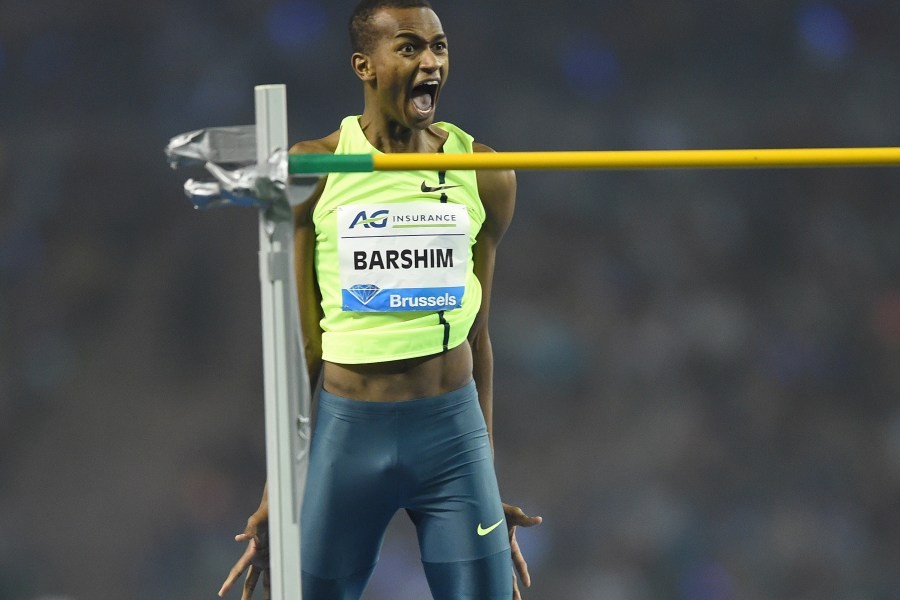 Qatar's Mutaz Essa Barshim clears 2m43 to win the Men's High Jump during the Memorial Van Damme athletics Diamond League meeting in Brussels, September 5, 2014. AFP PHOTO/Emmanuel DunandEMMANUEL DUNAND/AFP/Getty Images